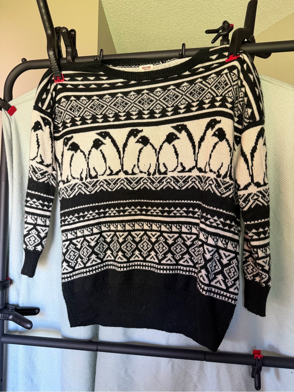 Mossimo Supply Co. Black and White Penguin Crewneck Sweater